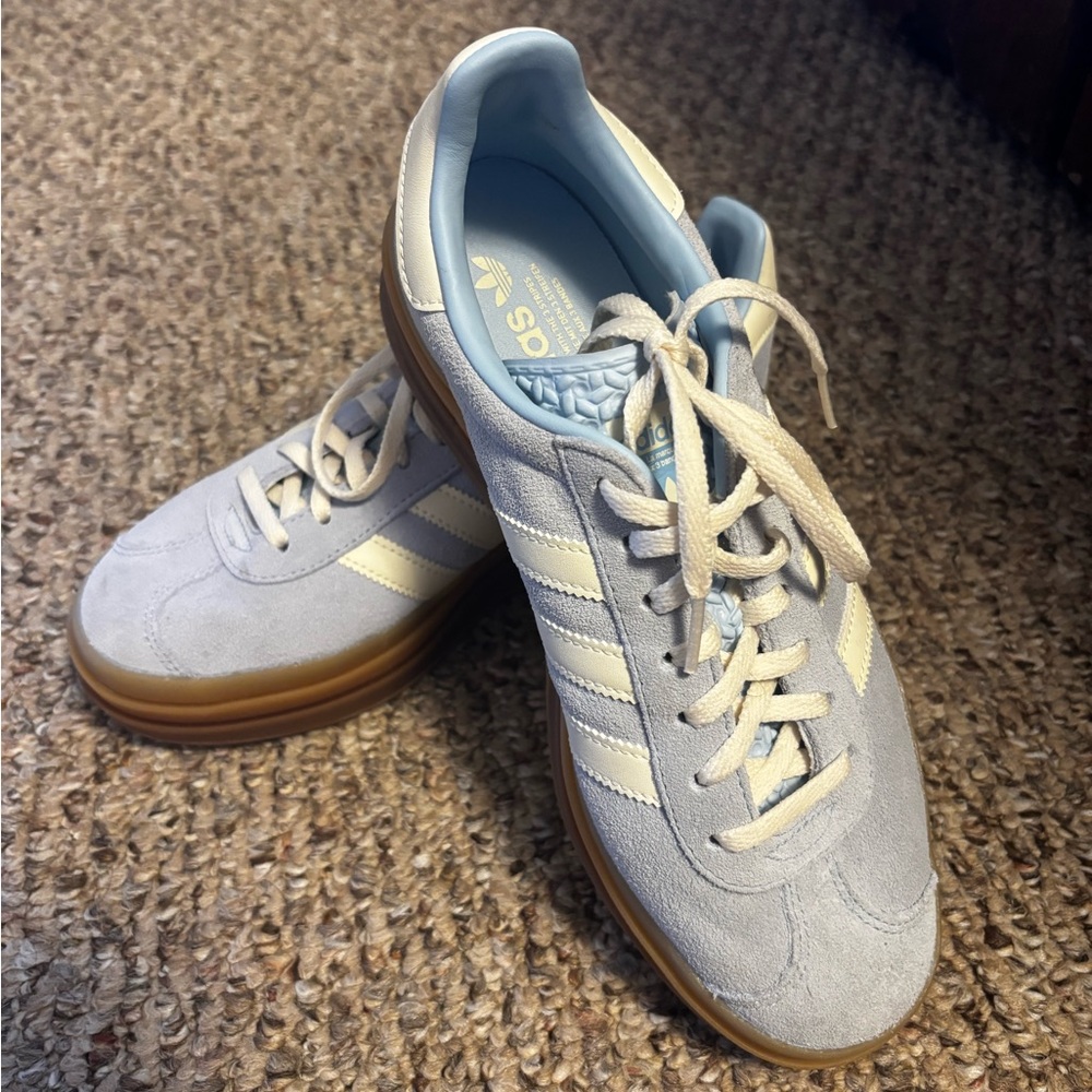 Adidas Sky Blue Sneakers with White Accents platform gazelle